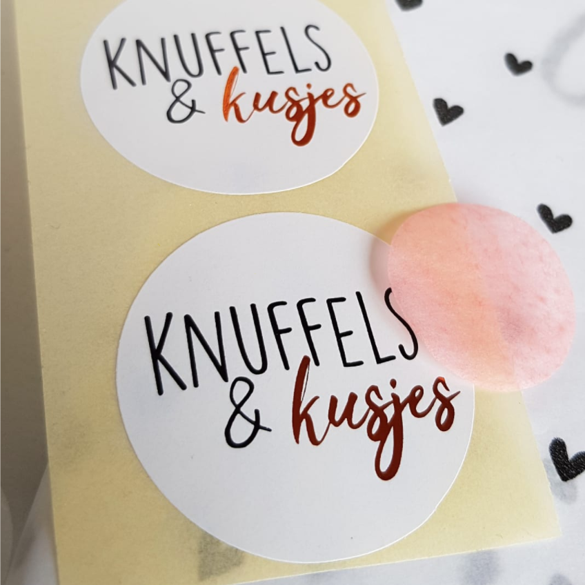 Sticker rond 40 mm (5 stuks) | knuffels en kusjes - Afbeelding 2