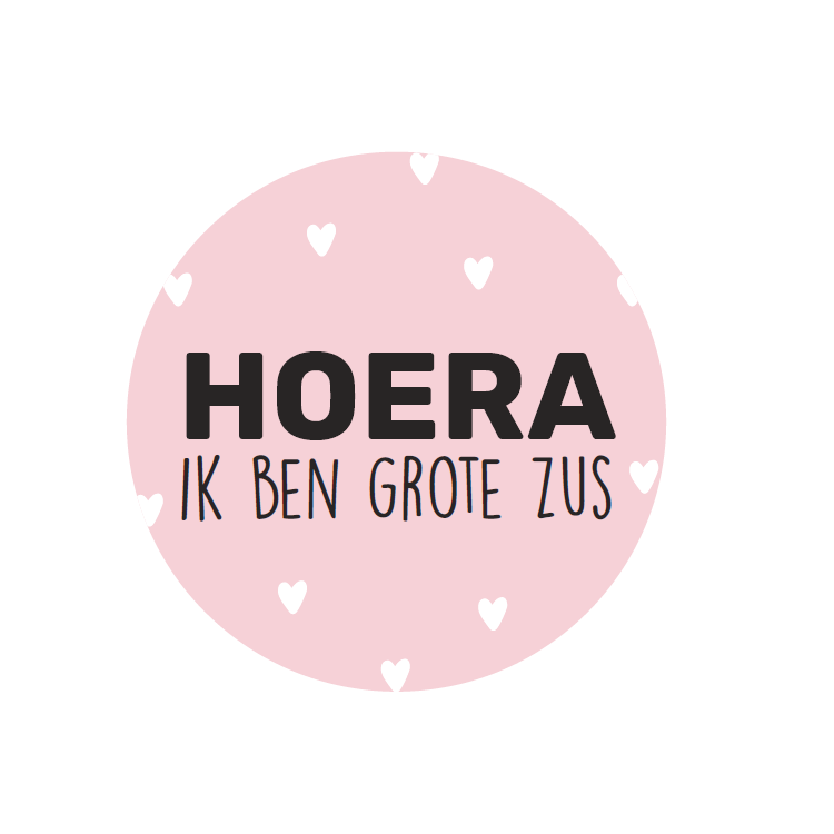 Sticker rond 40 mm (5 stuks) | Hoera ik ben grote zus!