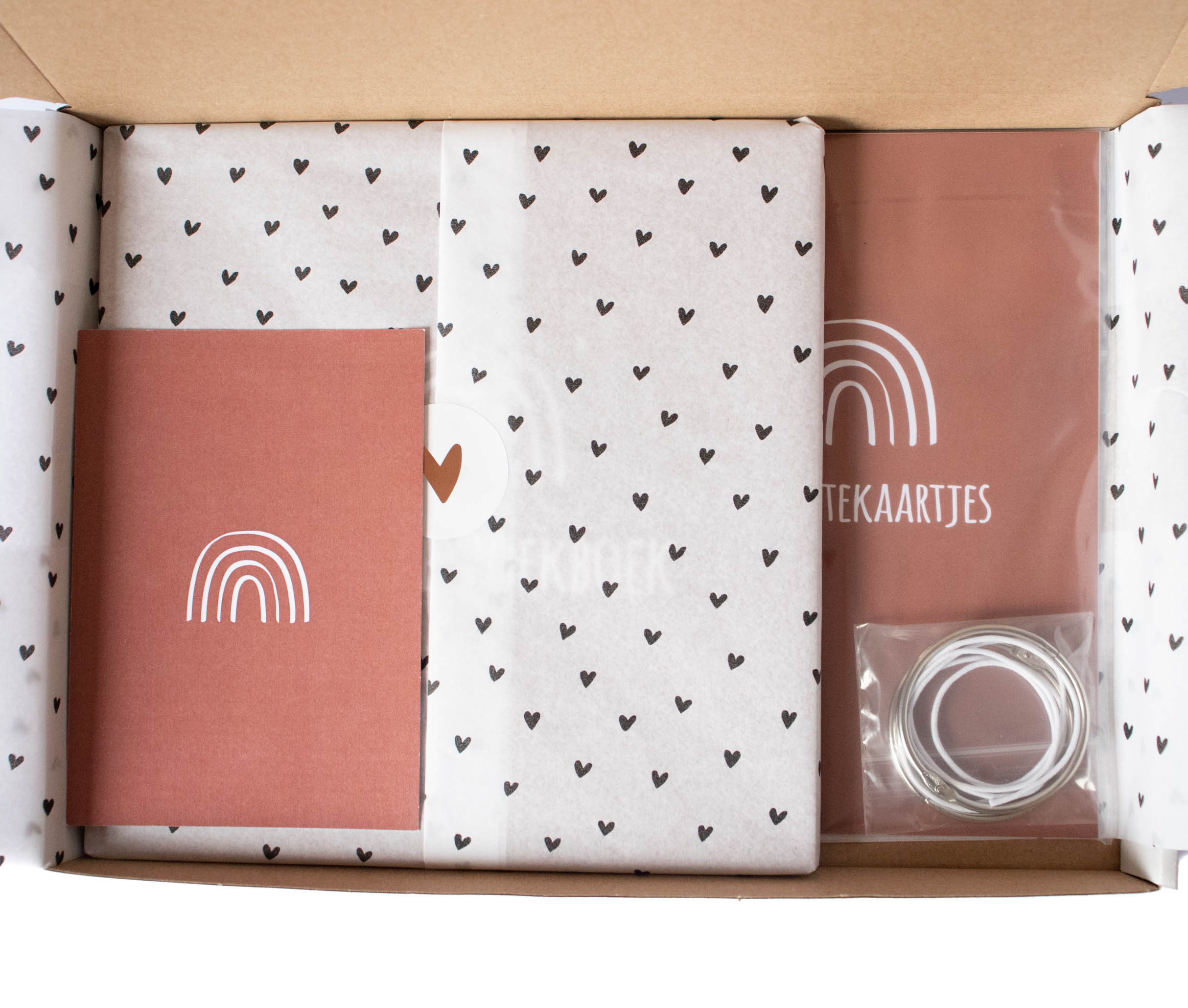 Cadeaupakket roest | kraambezoekboek, bewaarbundel geboortekaarten, wenskaart - Afbeelding 2
